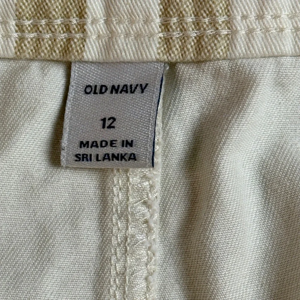 Women Old Navy A-Line Mini Skirt | Size 12 | Khaki Stripe‎ Button Front Cotton